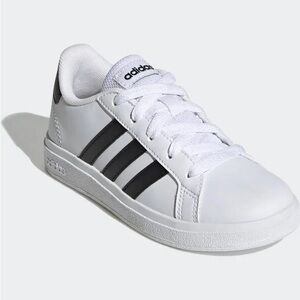 Adidas Kids Grand Court 2.0 White and Black Striped Sneakers size 4.5
